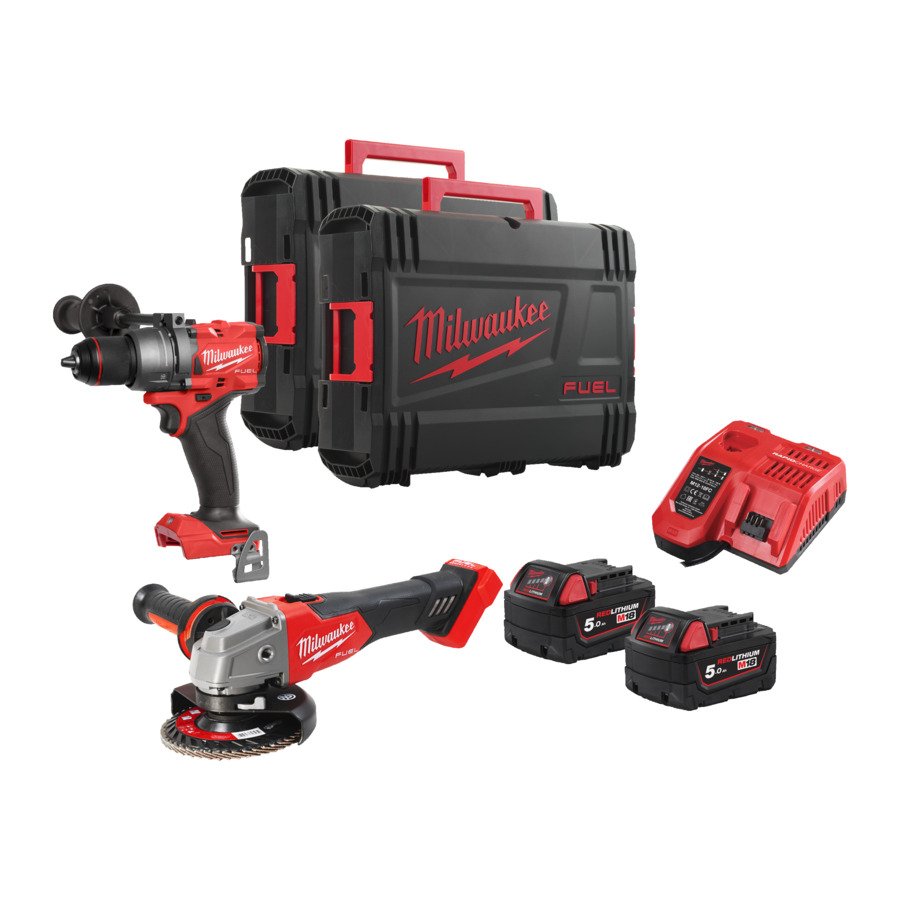 Milwaukee M18 FUEL Promo Power Pack 1: Includes M18 FPD3 18V Brushless Combi Drill and M18 FSAG115X 18V Brushless 115mm Angle Grinder with REDLINK PLUS™ and FUEL™ Technology. Milwaukee M18 FUEL Promo Power Pack 1: Includes M18 FPD3 18V Brushless Combi Drill and M18 FSAG115X 18V Brushless 115mm Angle Grinder with REDLINK PLUS™ and FUEL™ Technology.